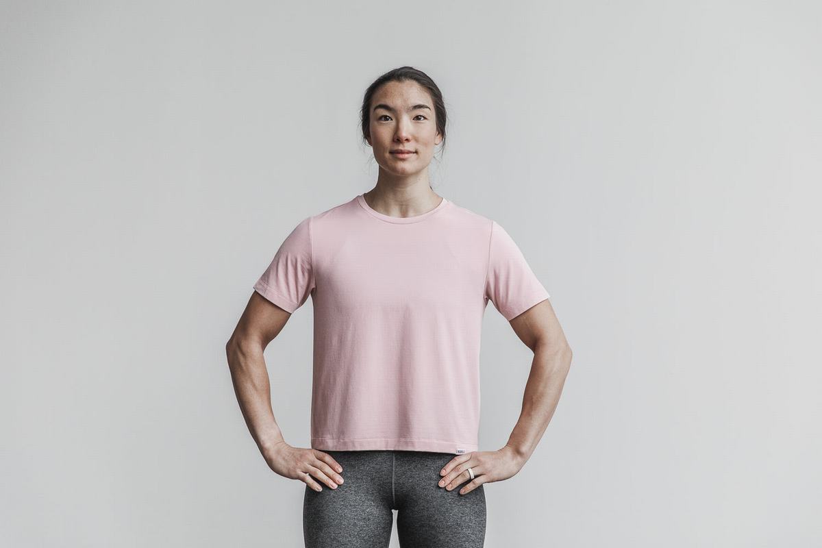 Nobull Lightweight Boxy Women\'s T Shirts Rose | Australia (PX4283)